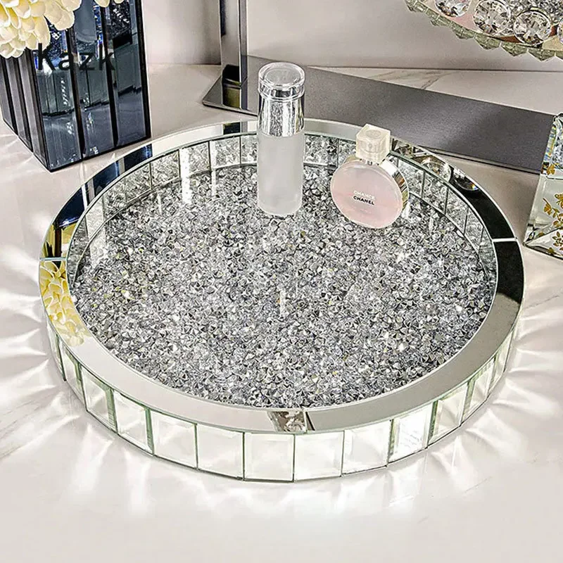 Luxury Skincare Bottles - 럭셔리 다이아몬드 상감 유리 보관 트레이,